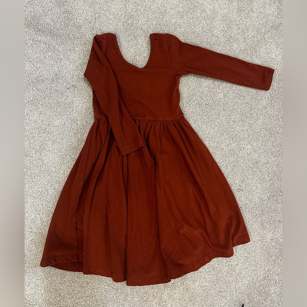 Alice and Ames Long Sleeve Kids Dress - Rust